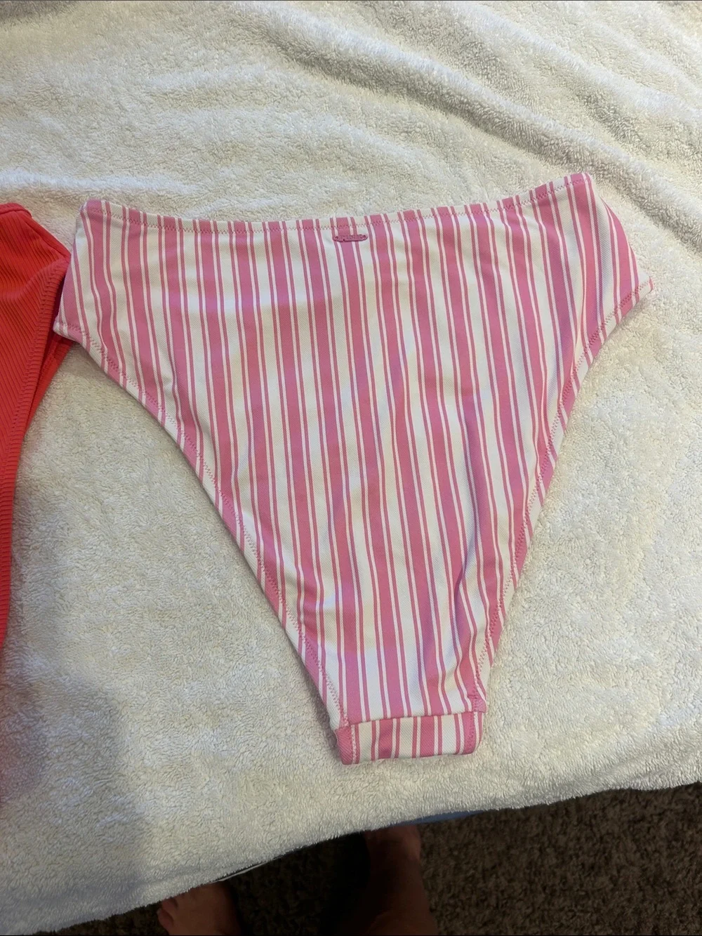 2 Victoria's Secret Bikini Bottoms with Pink Striped and dark pink.